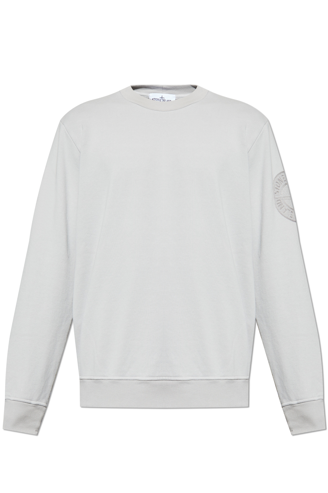 Grey Sweatshirt with embroidered logo on the sleeve Stone